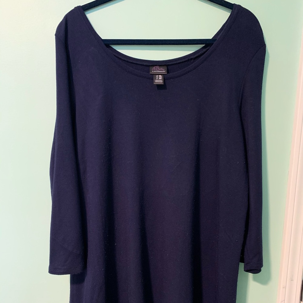 Navy Tunic with lace hem detail 1X